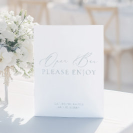 Kust Chic Blauw & Wit Open Bar Trouwbord