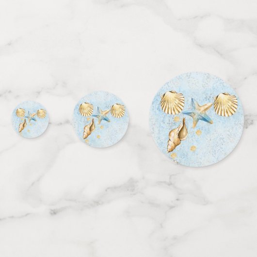 Kust Chic | Blauwe en Gouden Koraalrif Confetti (Achterkanten)