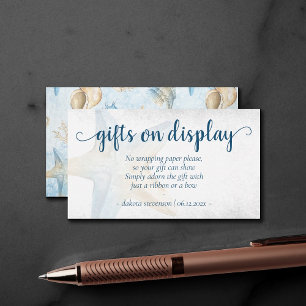 Kust Chic   Blauwe Goud Stervis Geschenken op de U Informatiekaartje