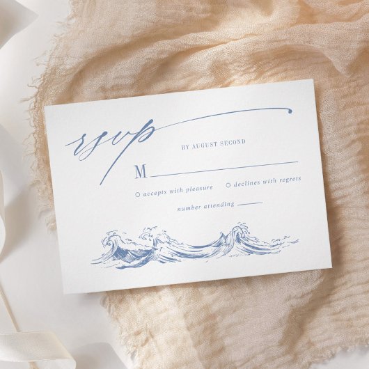 Kust chic blauwe zeewedstrijd  RSVP kaartje