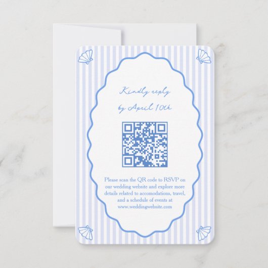 Kust Chic Blue Wedding Website QR Code RSVP (Voorkant)