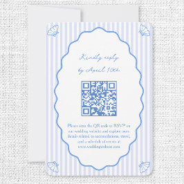 Kust Chic Blue Wedding Website QR Code RSVP Kaartje