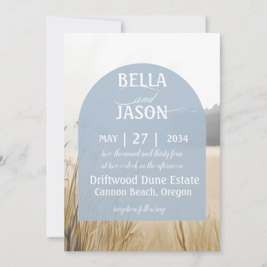 Kust Chic bruiloft uitnodiging met foto (Voorkant)