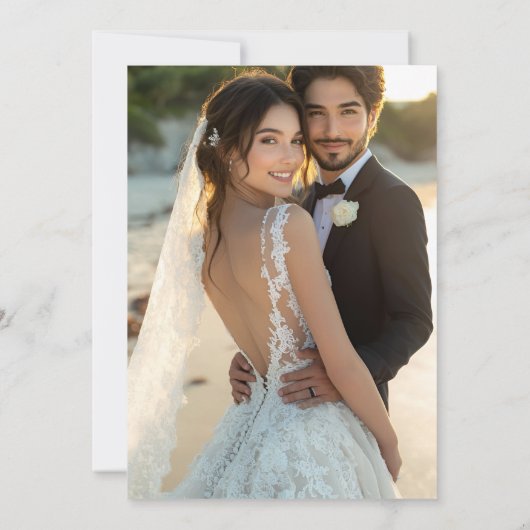 Kust Chic bruiloft uitnodiging met foto (Achterkant)