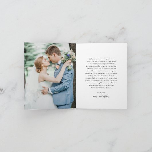 Kust Chic gedempt blauw elegante bruiloft Bedankkaart (Binnen)