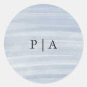 Kust Chic gedempt blauw elegante bruiloft Ronde Sticker (Voorkant)