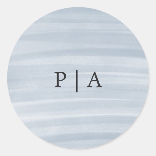Kust Chic gedempt blauw elegante bruiloft Ronde Sticker (Voorkant)