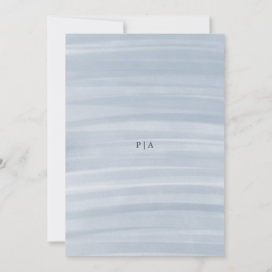 Kust Chic gedempt blauw elegante bruiloft Save The Date (Achterkant)