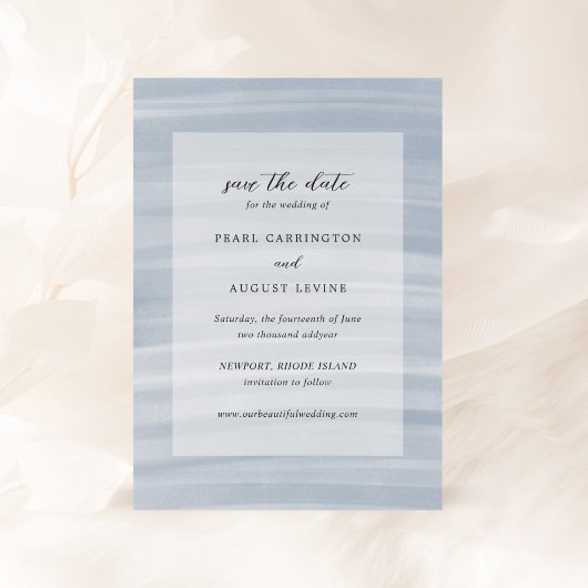 Kust Chic Gedempte Blauwe Elegante Trouw Save The Date