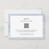 Kust Chic Gedempte Blauwe QR Code Elegante Trouw RSVP Kaartje (Voorkant)
