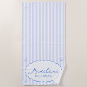 Kust Chic Gepersonaliseerde Blauwe Streep Bachelor Strandlaken