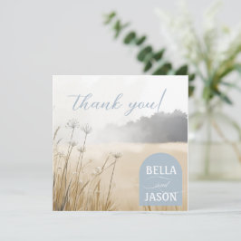 Kust chic huwelijks dankjewel met foto bedankkaart