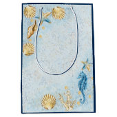 Kust Chic | Modern Blauw en Goud Onder Zee Medium Cadeauzakje (Voorkant)