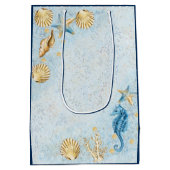 Kust Chic | Modern Blauw en Goud Onder Zee Medium Cadeauzakje (Achterkant)