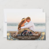 Kust Chic | Moderne Foto van Koraalrif Bruiloft Aankondiging (Voorkant)