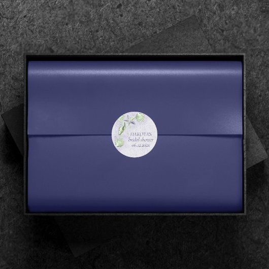 Kust Chic | Paarse en Limegroene Aangepaste Strand Ronde Sticker