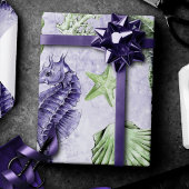 Kust Chic | Paarse en Limegroene Feestje Cadeaupapier