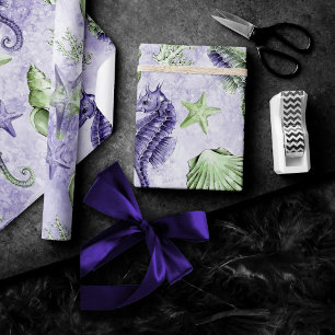 Kust Chic Paarse en Limegroene Feestje Cadeaupapier