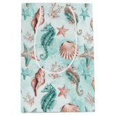 Kust Chic | Pastelpatroon van Turkoois en Koraalri Medium Cadeauzakje (Voorkant)