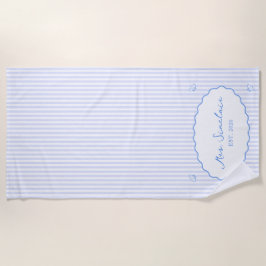 Kust Chic Persoonlijke Blauwe Honeymoon Mevrouw Strandlaken