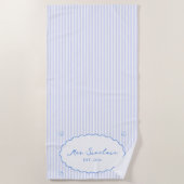 Kust Chic Persoonlijke Blauwe Honeymoon Mevrouw Strandlaken (Voorkant)