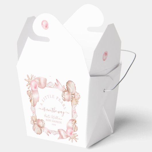 Kust chic roze parel Baby Shower Bedankdoosjes (Geopend)