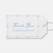 Kust Chic Schelp Rand Elegante Blauwe Trouwdag Cadeaulabel (Voorkant (Horizontaal))