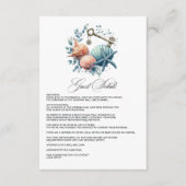 Kust Chic Strand Bruiloft Gast Details Informatiekaartje (Voorkant)