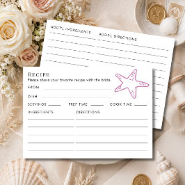 Kust Chic Thema Recept voor Bruid Bruidsfeest Informatiekaartje