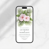 Kust Chic Tropische Bloem Bruiloftsfoto QR-code Kaart