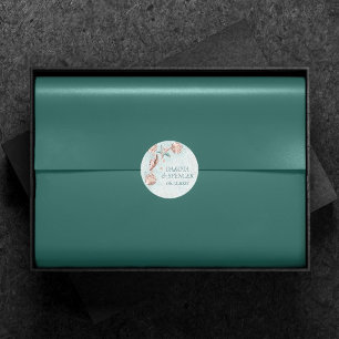 Kust Chic   Turkoois Groen en Koraalrif Feest Ronde Sticker