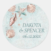 Kust Chic | Turkoois Groen en Koraalrif Feestje Ronde Sticker (Voorkant)