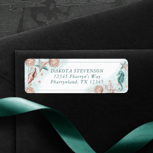 Kust Chic Turquoise Groen en Koraal Retouradres Etiket