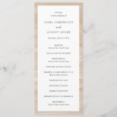 Kust Chic Zanderige Neutrale Elegante Bruiloft Programmakaart (Voorkant)