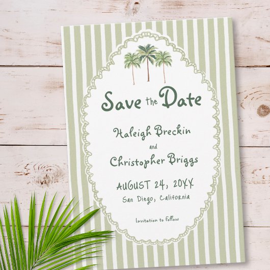 Kust Chic Zon Palm Boom Trouwfeest Save The Date