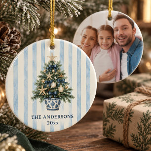Kust Chinoiserie Kerstboom Familie Foto Keramisch Ornament