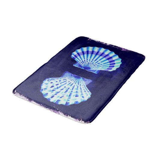 Kust chique strand rustieke nautische blauwe schel badmat (Gekanteld)