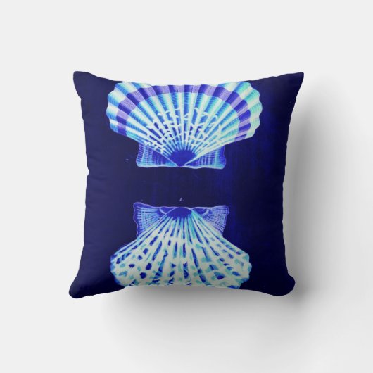 Kust chique strand rustieke nautische blauwe schel kussen (Achterkant)