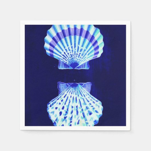 Kust chique strand rustieke nautische blauwe schel servetten (Voorkant)