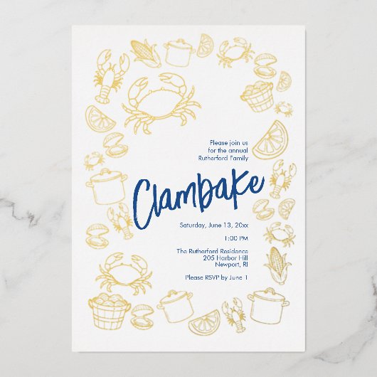 Kust Clambake Folie Uitnodiging (Voorkant)