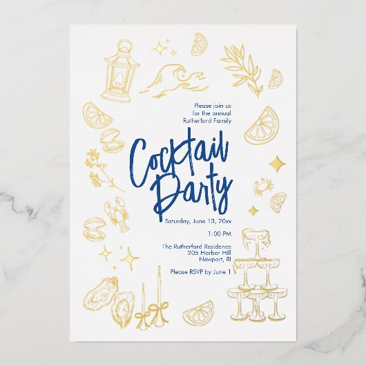 Kust Cocktailparty Folie Uitnodiging (Voorkant)