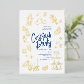 Kust Cocktailparty Folie Uitnodiging (Staand Voorkant)