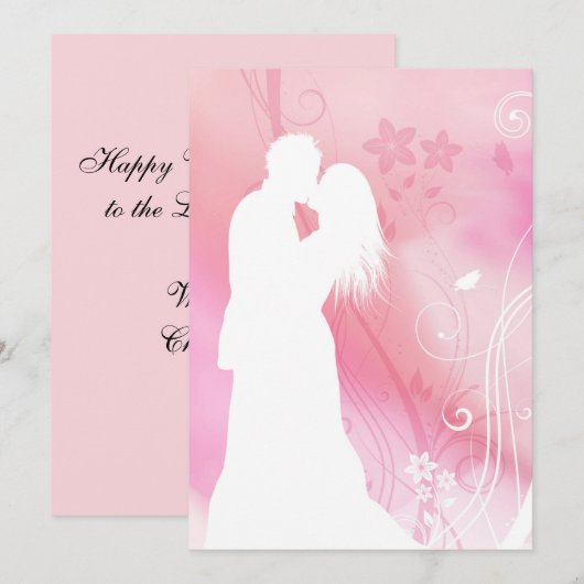 Kust Couple Elegant White Roze Valentijnsdag Feestdagenkaart (Voorkant / Achterkant)