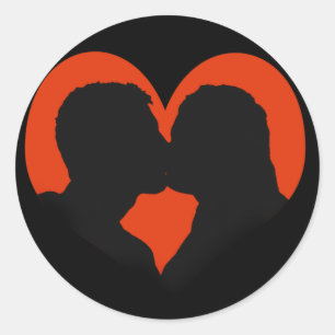 Kust Couple Silhouette op rood hart Ronde Sticker