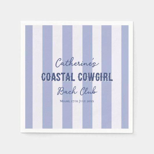 Kust Cowgirl Bach Club Blauw Witte Strepen Servet (Voorkant)
