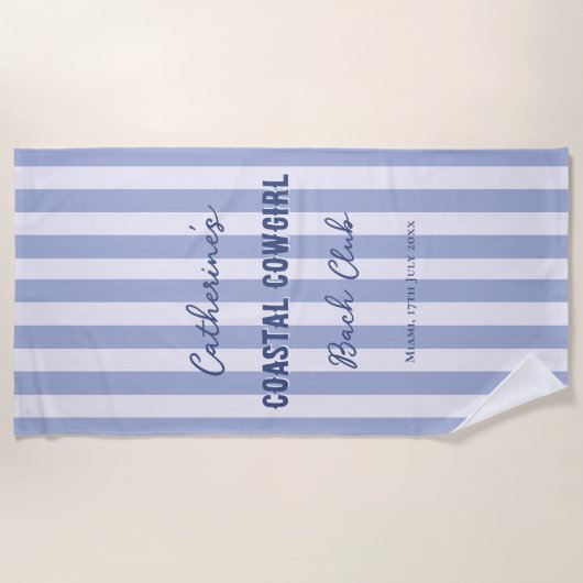 Kust Cowgirl Bach Club Blauw Witte Strepen Strandlaken (Voorkant)