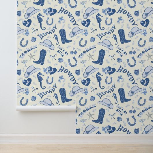 Kust Cowgirl Bach Club Fun Patroon Behang (Applicatie)