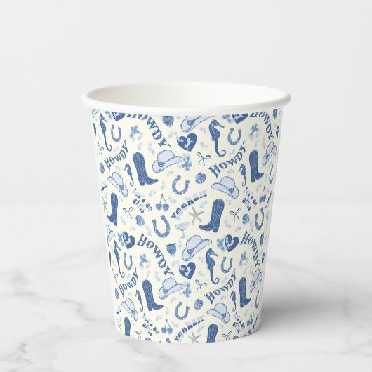 Kust Cowgirl Bach Club Fun Patroon Papieren Bekers (Achterkant)