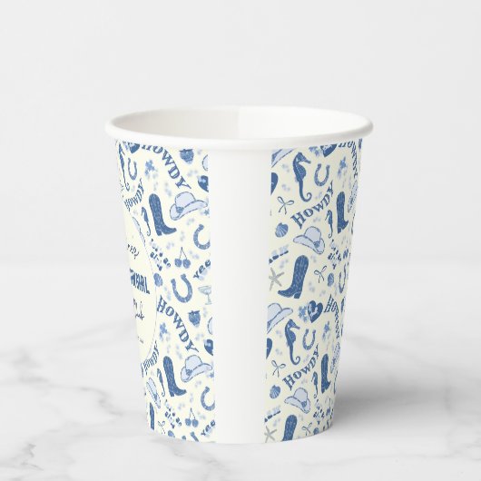 Kust Cowgirl Bach Club Fun Patroon Papieren Bekers (Links)