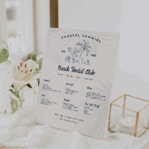 Kust Cowgirl Bachelorette Bar Menu Reclamebord Met Voetstuk